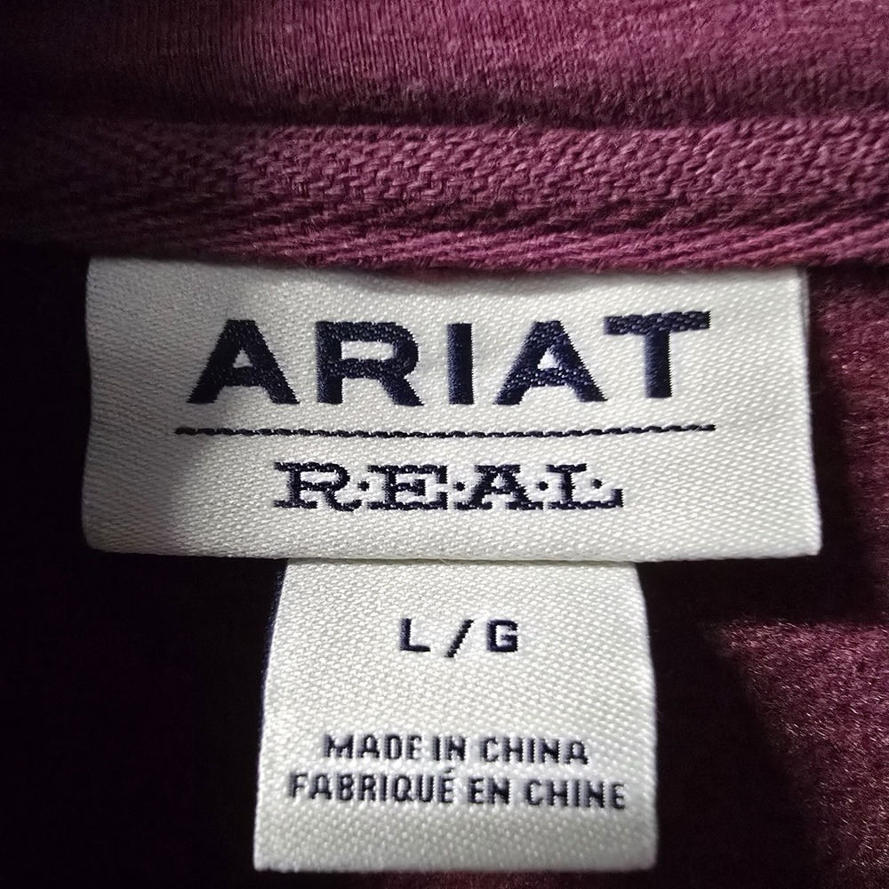 Ariat REAL Pullover Womens Large Burgundy Quarter Zip Sweatshirt - Picture 2 of 5